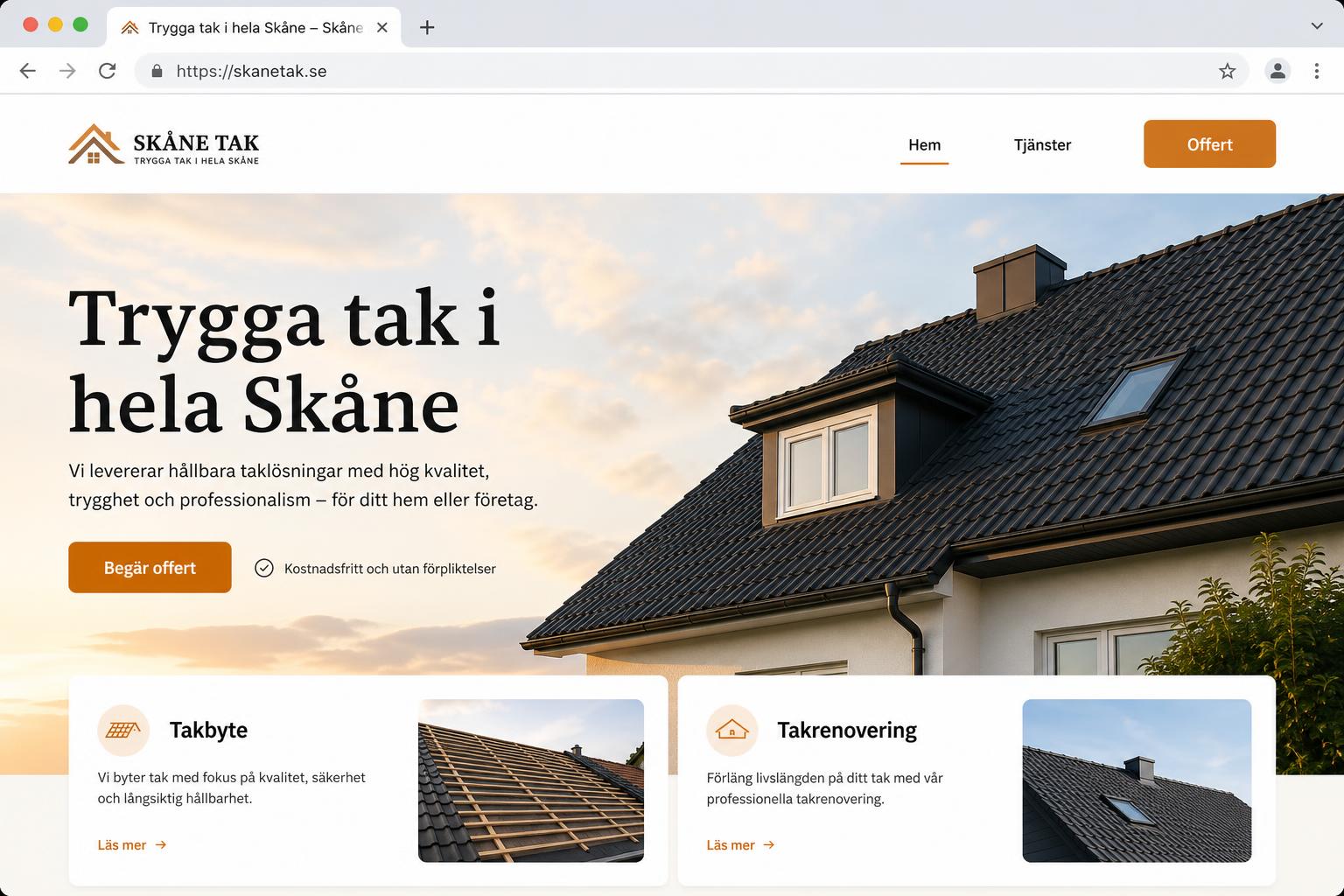 Hemsida för takläggare